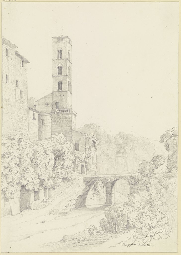 Ansicht von Ronciglione mit der Kirche Sant'Andrea, Friedrich Eisenlohr