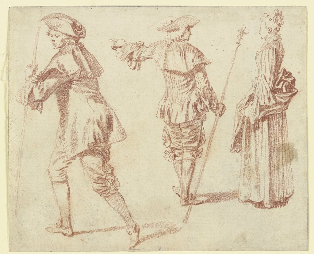 Zwei Pilger und eine stehende Frau, Jean-Antoine Watteau