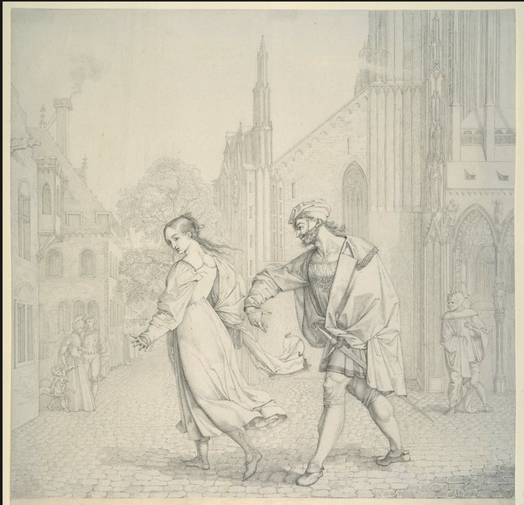 Szene am Ausgang der Kirche, Peter von Cornelius