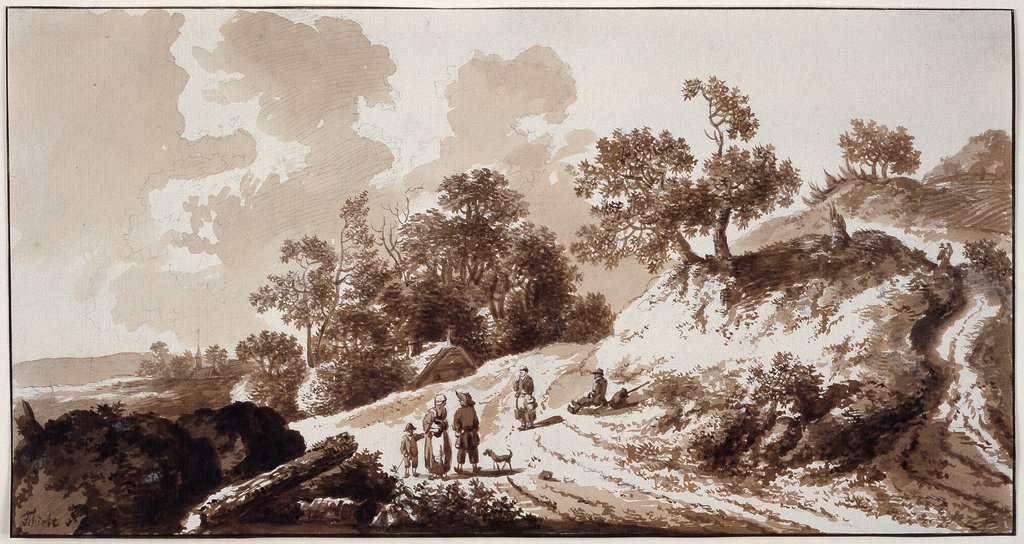Weg bei einer Anhöhe mit fünf Figuren, Johann Friedrich Alexander Thiele
