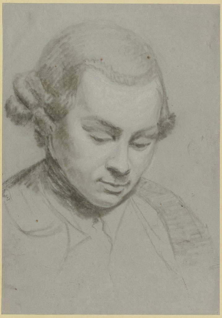 Brustbild eines bartlosen Mannes, der nach unten blickt, Johann Friedrich August Tischbein