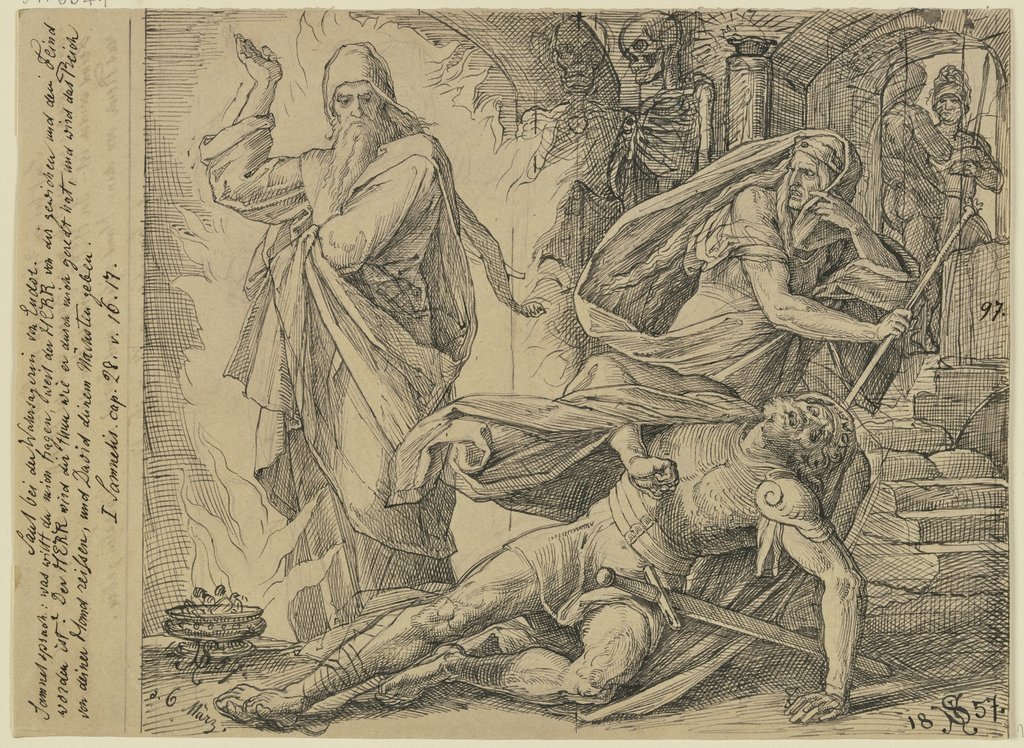 Saul bei der Wahrsagerin von Endor, Julius Schnorr von Carolsfeld