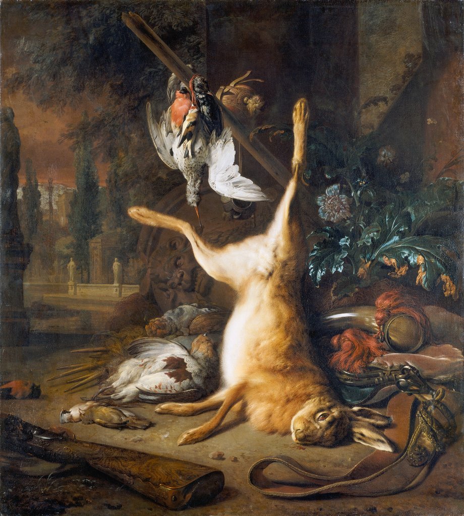 Stillleben mit totem Hasen und Vögeln, Jan Weenix