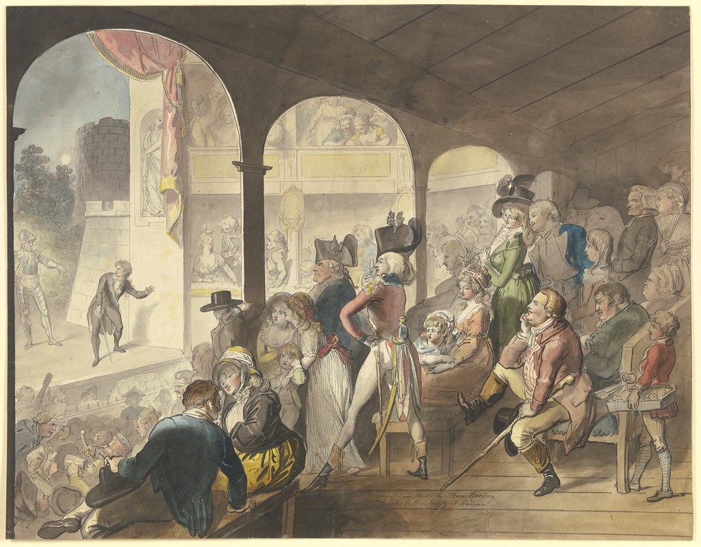 Theaterpublikum bei einer Aufführung des Hamlet, Johann Heinrich Ramberg