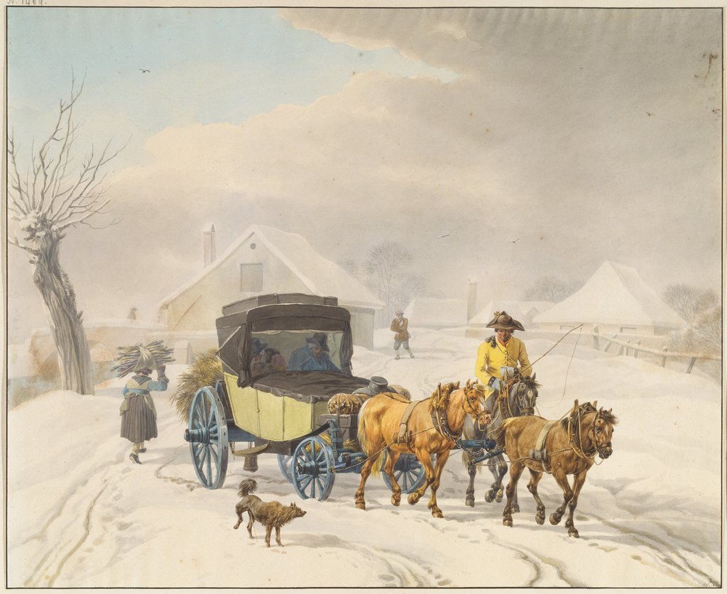 Postkutsche im Winter, Wilhelm von Kobell