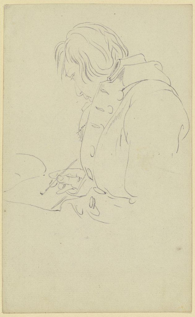 Bildnis eines Zeichners mit Skizzenbuch, Brustbildnis im Profil nach links, Wilhelm von Kobell