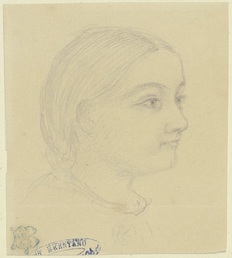 Mädchenkopf im Profil nach rechts mit halblangem Haar, Ludwig Emil Grimm;   ?