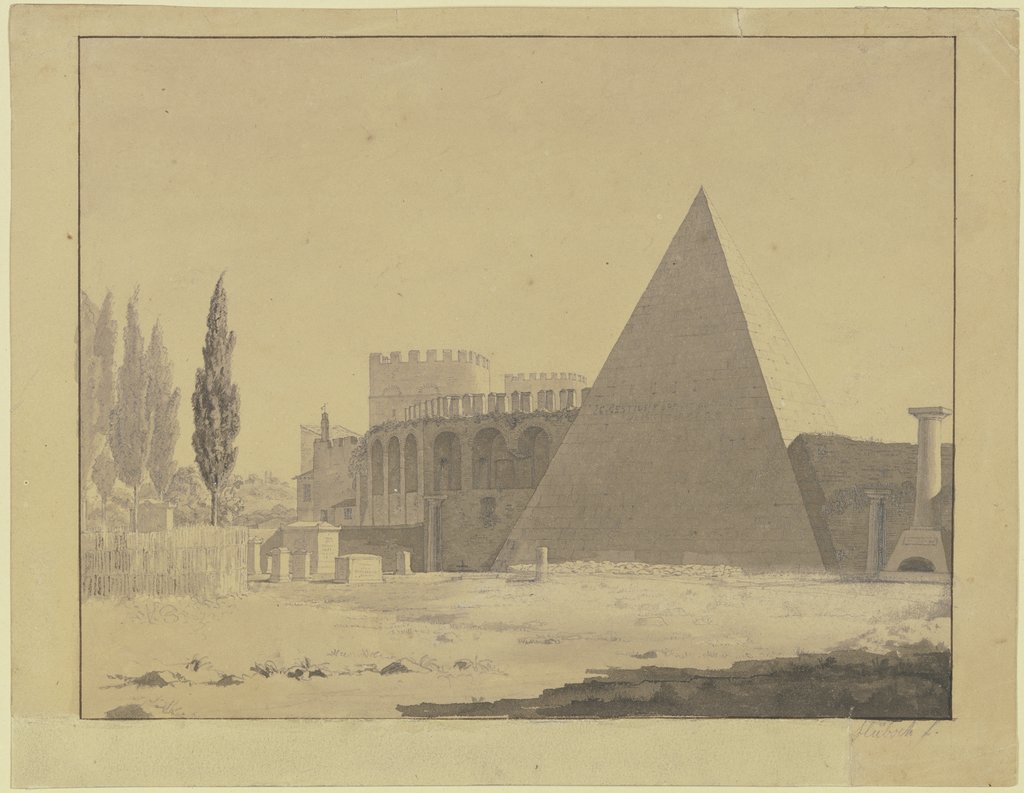 Der protestantische Friedhof bei der Cestiuspyramide in Rom, Heinrich Hübsch