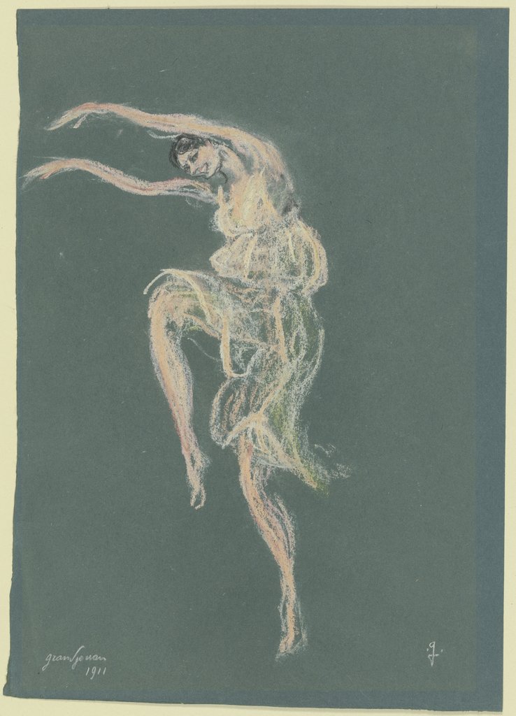 Tänzerin mit hocherhobenem rechten Bein, Jules Grandjouan