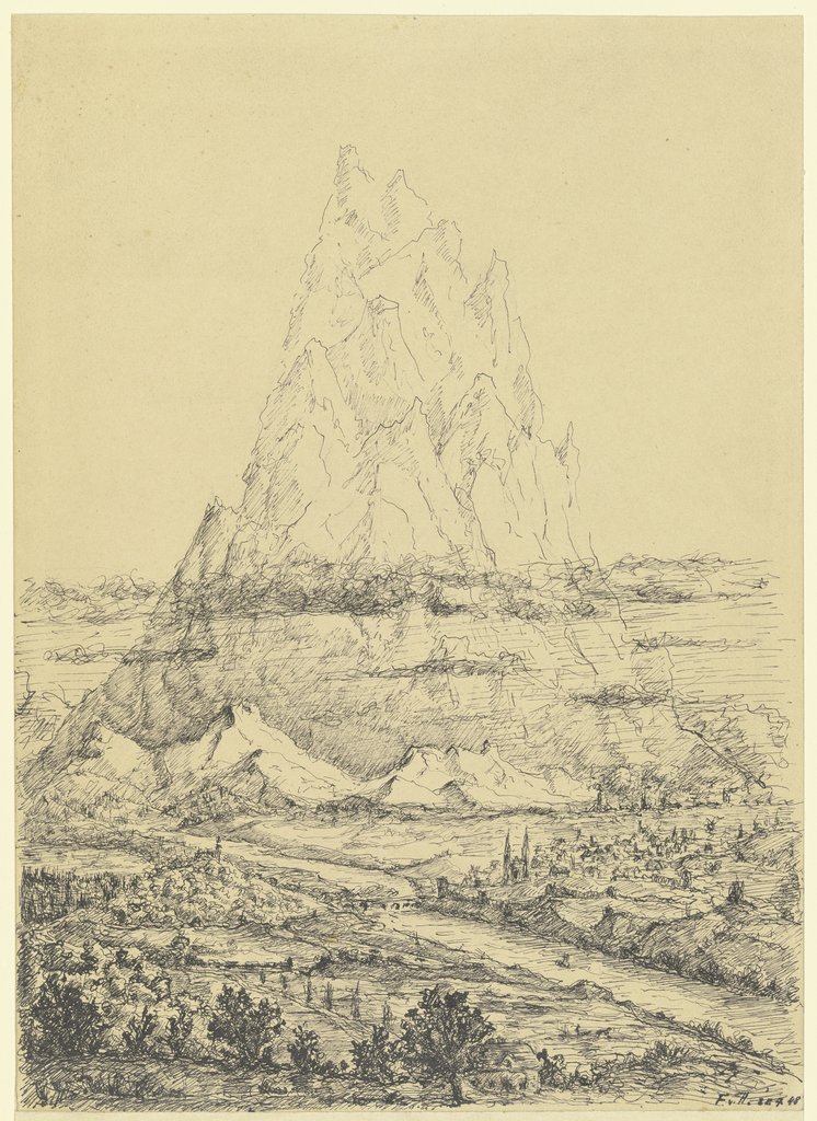 Phantastische Landschaft (Allegorie auf unsere beiden gefallenen Söhne), Friedrich von Holzhausen