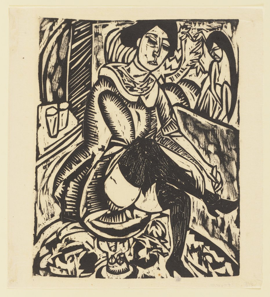 Frau, Schuh zuknüpfend, Ernst Ludwig Kirchner