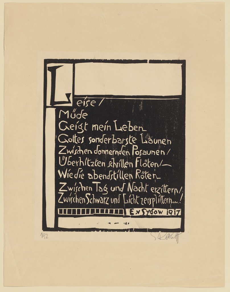 Buchseite. Gedicht Emil von Sydow, Karl Schmidt-Rottluff