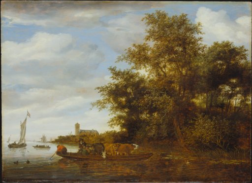 Flusslandschaft mit einer Fähre