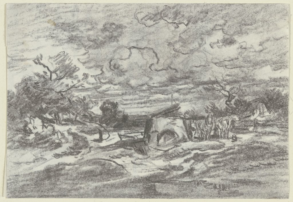 Landscape in stormy weather, Anton Burger