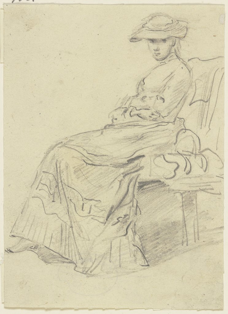 Sitzende Frau mit Gartenhut, Anton Burger