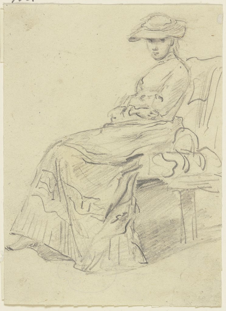 Sitzende Frau mit Gartenhut, Anton Burger