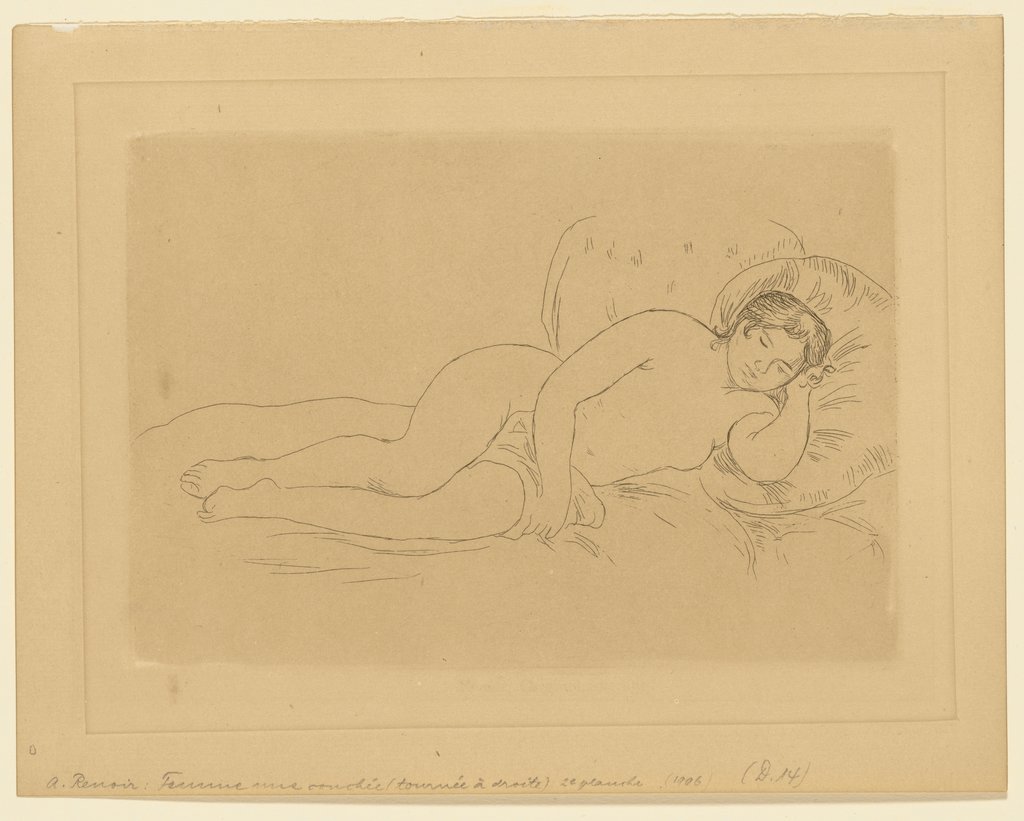 Femme nue couchée (tournée à droite), Auguste Renoir