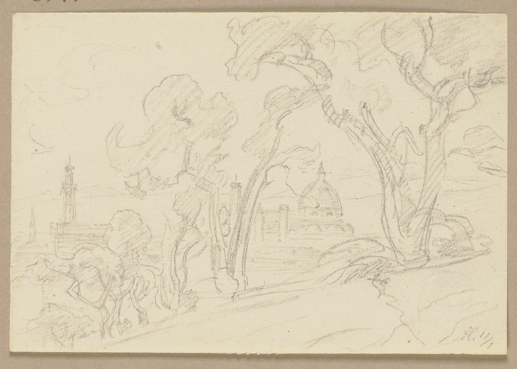 Landschaft, im Hintergrund der Dom von Florenz, Friedrich Metz