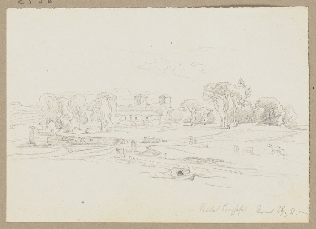 Landschaft, im Hintergrund die Villa Borghese, Friedrich Metz