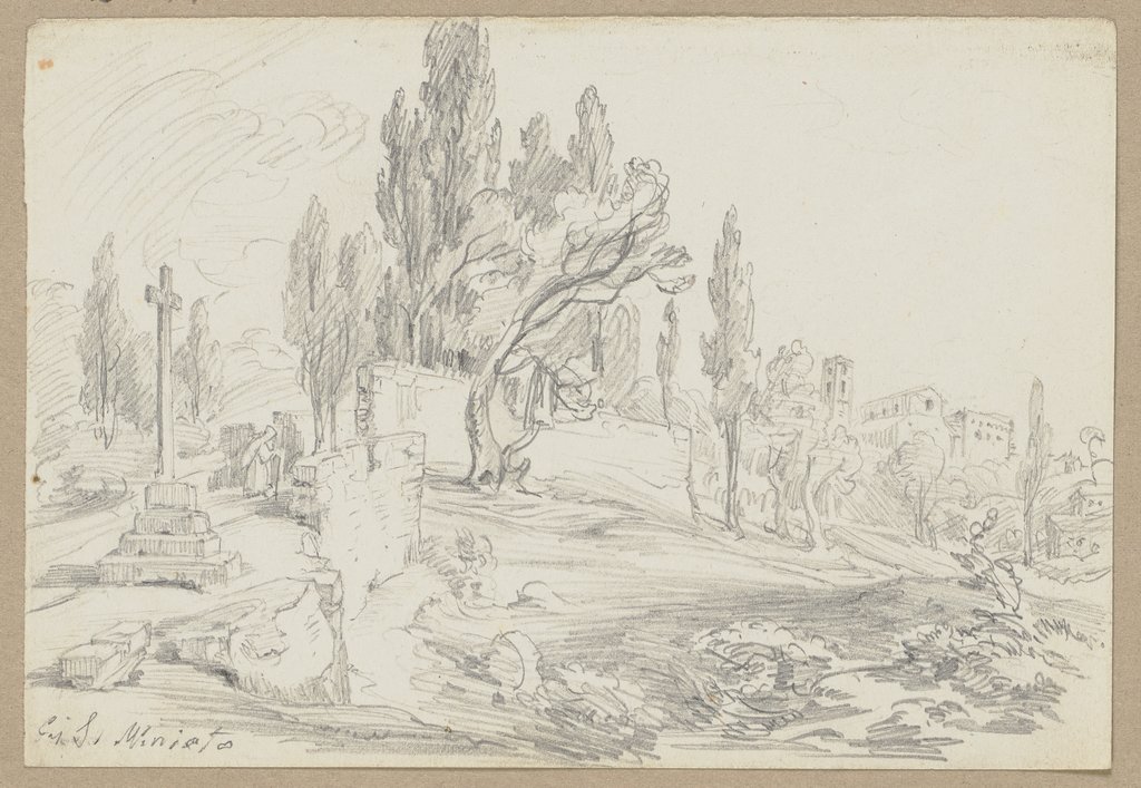 Landschaft, hinten rechts San Miniato al Monte in Florenz, Friedrich Metz