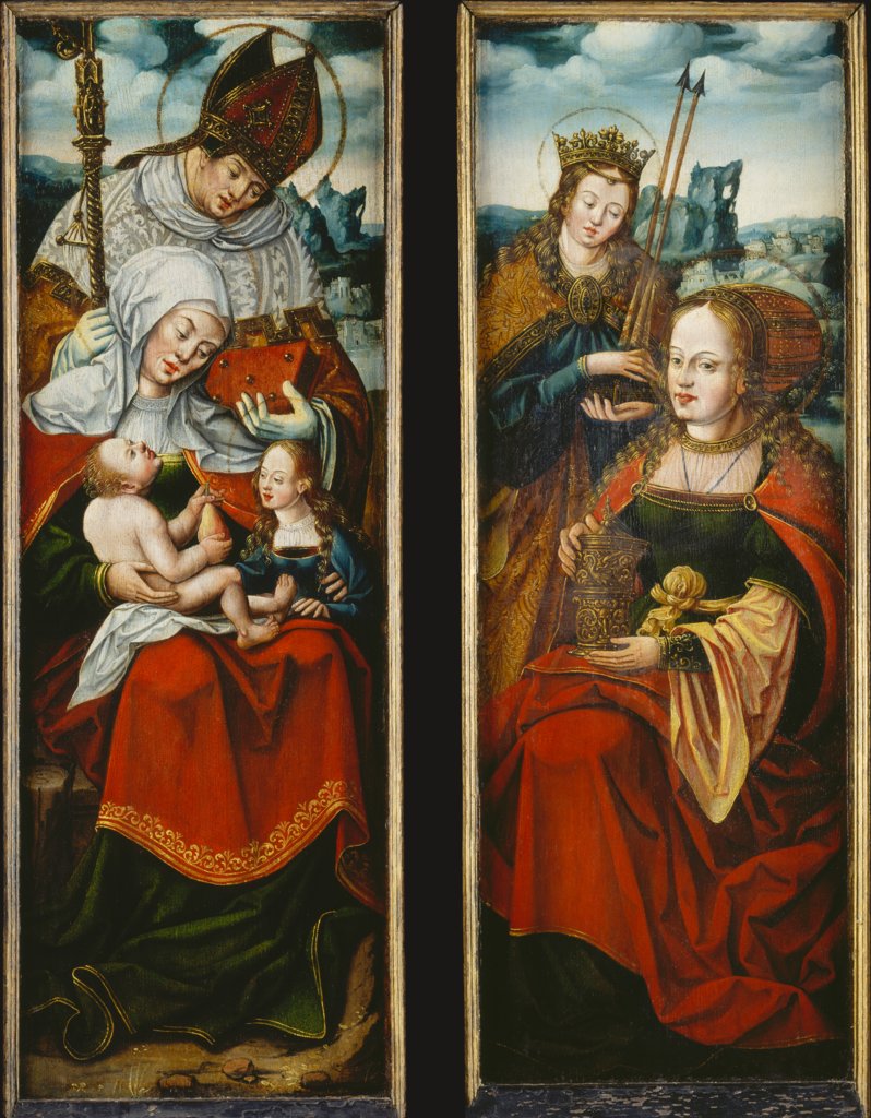 Linker und rechter Seitenflügel eines Altars mit der hl. Anna Selbdritt, einem hl. Bischof und den hll. Magdalena und Ursula, Anton Woensam von Worms;  Nachfolge