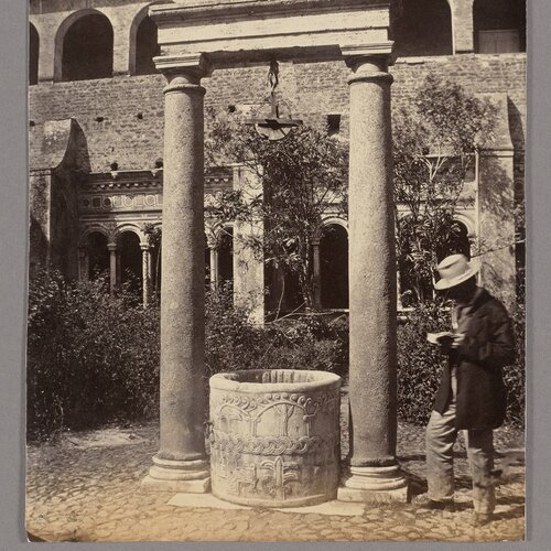 Rom: Lesender Mann im Garten des Kreuzgangs von San Giovanni in Laterano, A. De Bonis;   zugeschrieben