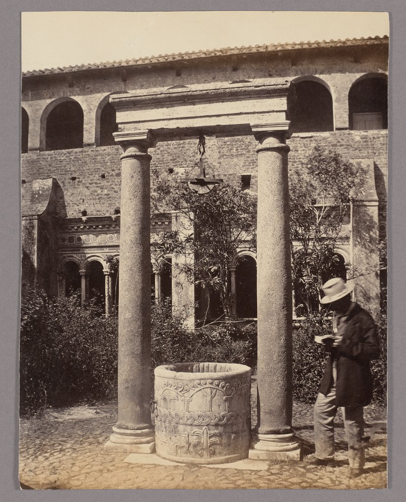 Rome: Man Reading in the Garden of the Cloister of San Giovanni in Laterano, A. De Bonis;   attributed