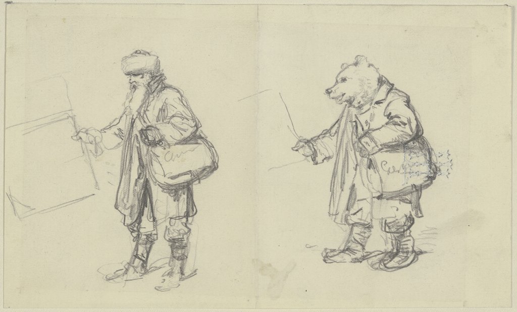 Eines Mann und ein Bär in derselben Haltung, Wilhelm Amandus Beer