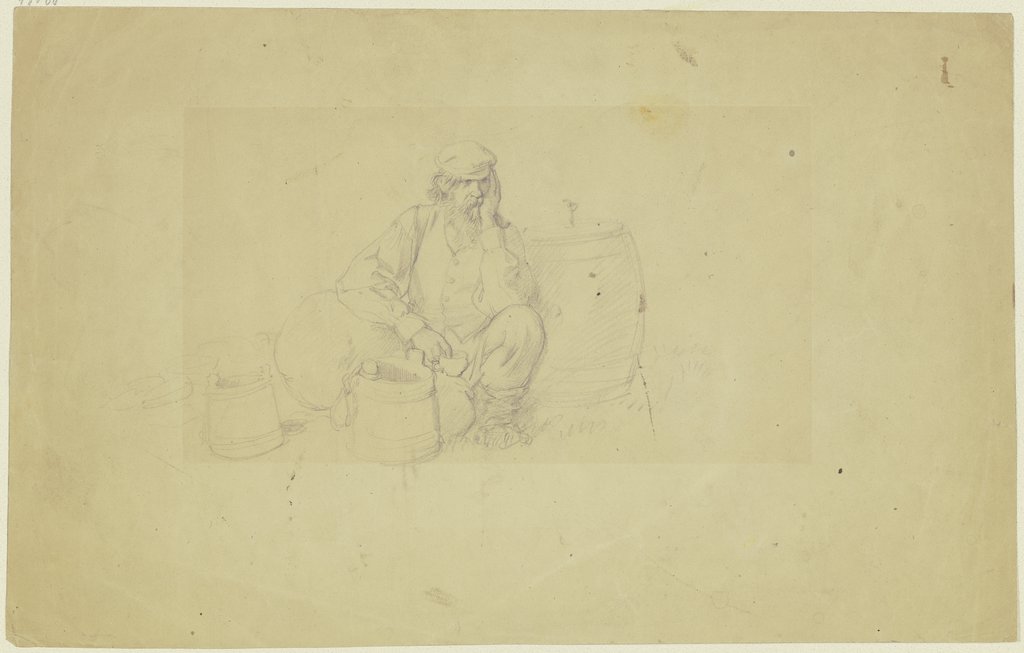 Russischer Bauer, sinnend bei bei seinen Vorräten sitzend, Wilhelm Amandus Beer