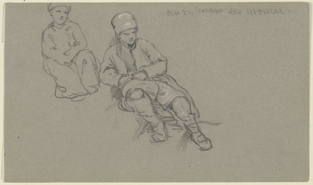 Knabe und Mädchen an einer Treppe sitzend, Wilhelm Amandus Beer