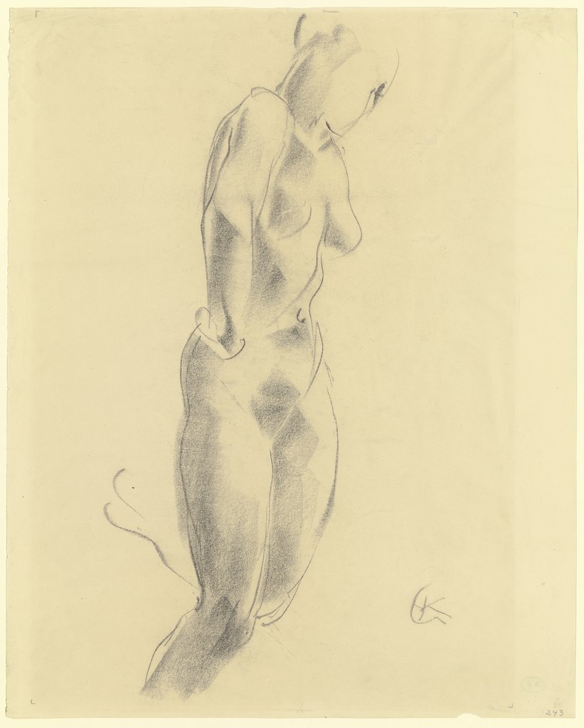 Stehender weiblicher Akt nach rechts, die rechte Hand in die Hüfte gestützt, das linke Bein angewinkelt, Georg Kolbe