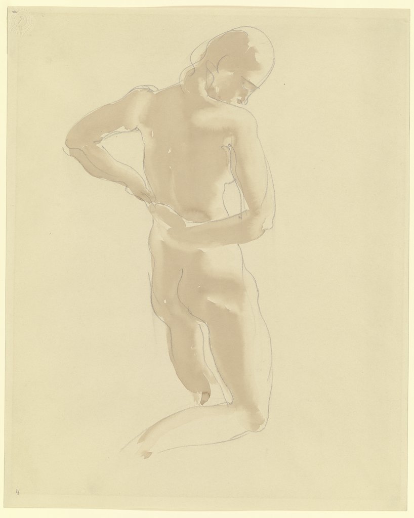 Weiblicher Akt, kniend, von hinten, die Arme hinter den Rücken gelegt, Georg Kolbe