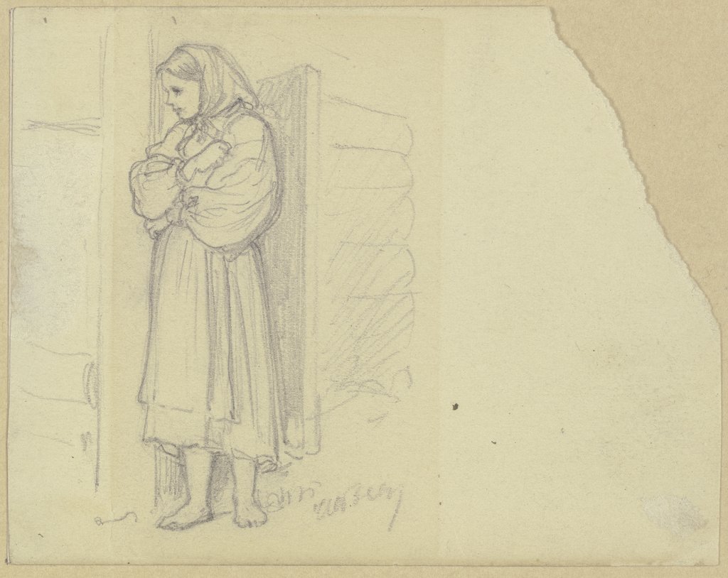 Girl standing at the door, Wilhelm Amandus Beer