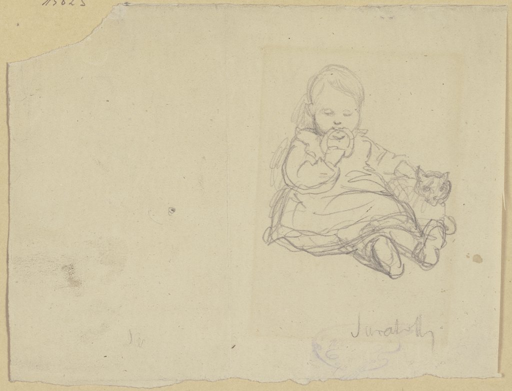 Sitzendes Kind mit Spielzeug und Katze, Wilhelm Amandus Beer