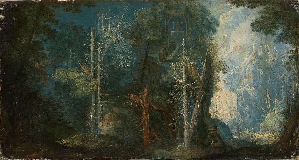 Waldlandschaft mit Einsiedlerklause, Pieter Stevens