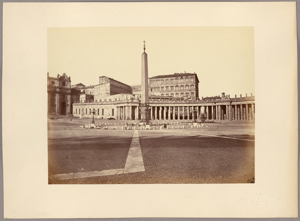Rom: Blick vom Petersplatz auf Obelisk und Kolonnaden, Fratelli Alinari, Romualdo Alinari, Leopoldo Alinari