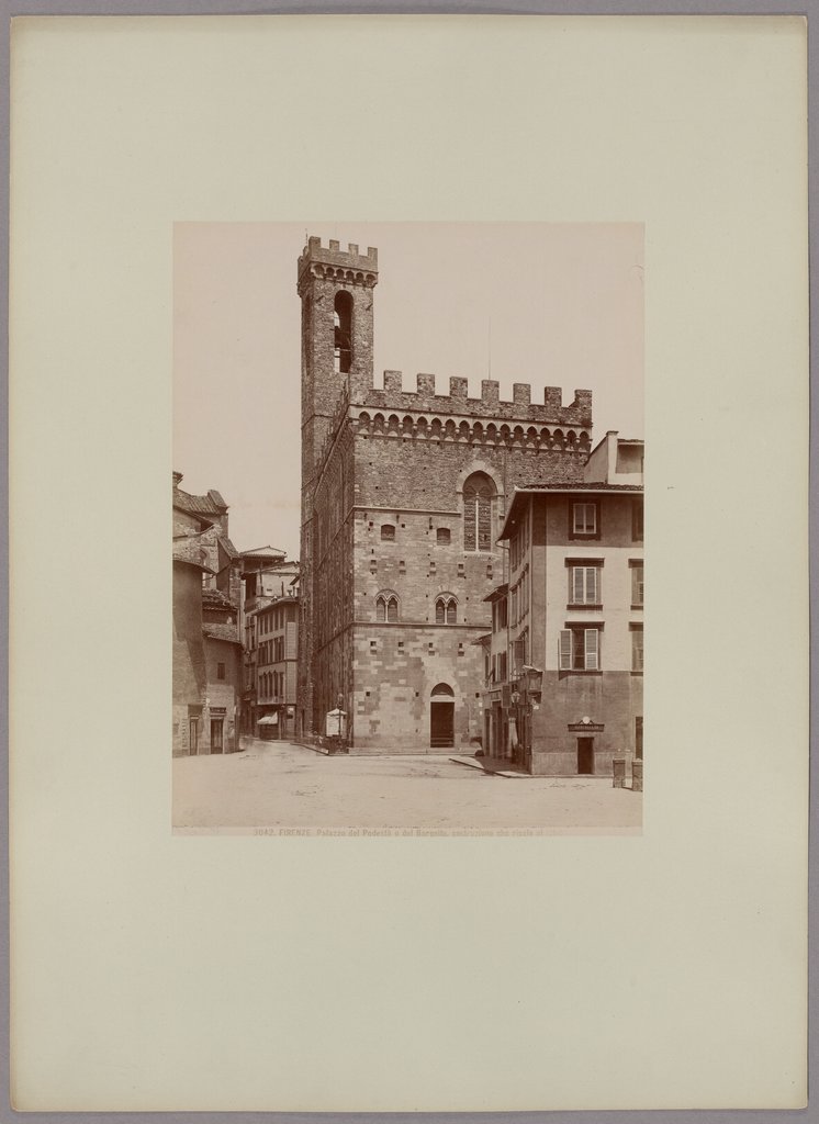 Florence: Palazzo del Podestà or Bargello, building from the year 1250, No. 3042, Giacomo Brogi