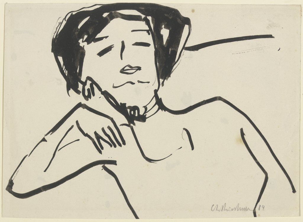Oberkörper einer Frau, zurückgelehnt, Ernst Ludwig Kirchner