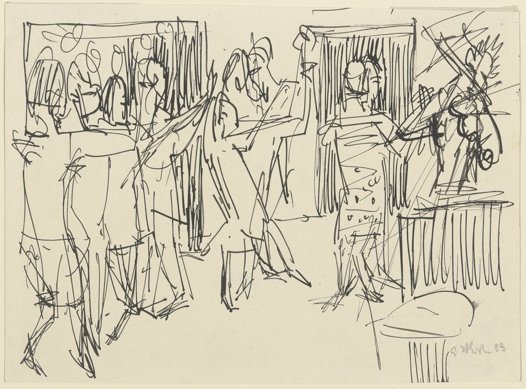 Vier tanzende Paare und Geiger, Ernst Ludwig Kirchner