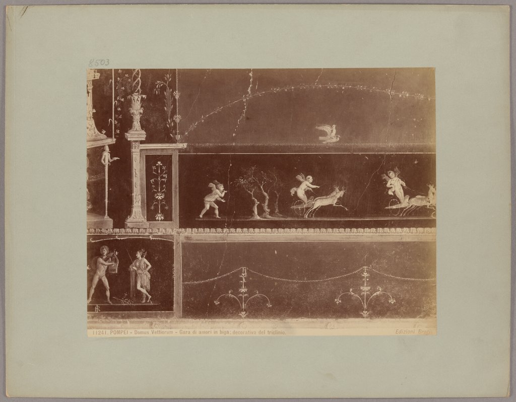 Pompei: Domus Vettiorum, Gara di amori in biga, decorativa del triclinio, No. 11241, Giacomo Brogi