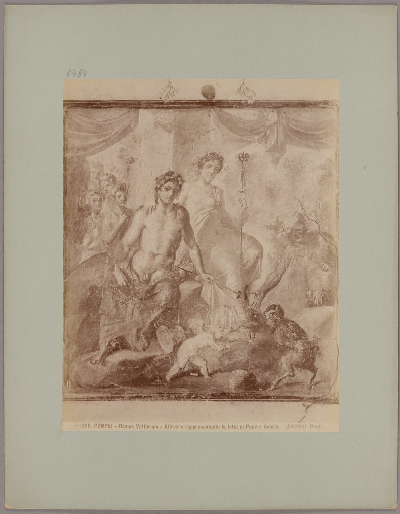Pompei: Domus Vettiorum, Affresco rappresentante la lotta di Pane e Amore, No. 11200, Giacomo Brogi