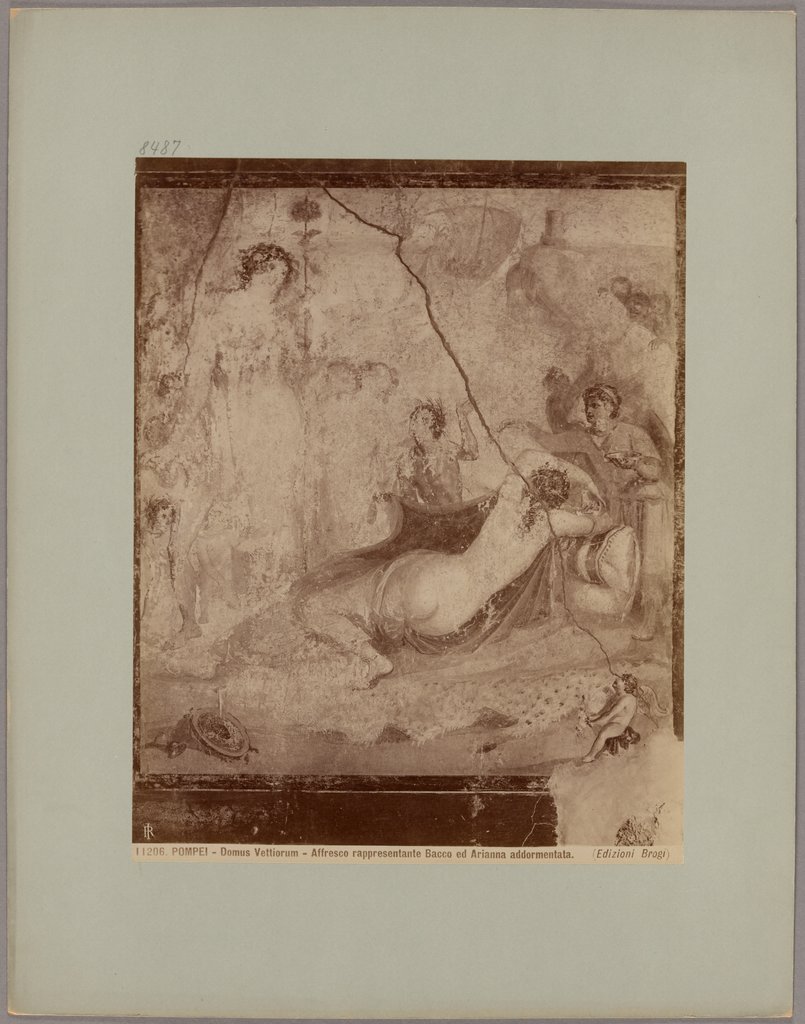 Pompei: Domus Vettiorum, Affresco rappresentante Bacco ed Adriana addormentata, No. 11206, Giacomo Brogi