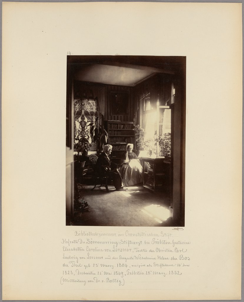 Frankfurt am Main: Library room at the Cronstettisches Stift with court Counsellor Dr. Sömmering and Provost von Lersner, No. 14, Carl Friedrich Mylius
