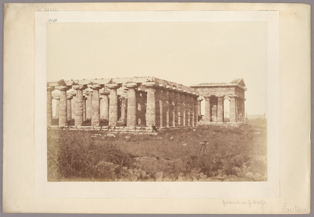 Paestum: The Photographer in front of the Temple of Neptune, Sommer & Behles, Giorgio Sommer;   attributed, Edmondo Behles