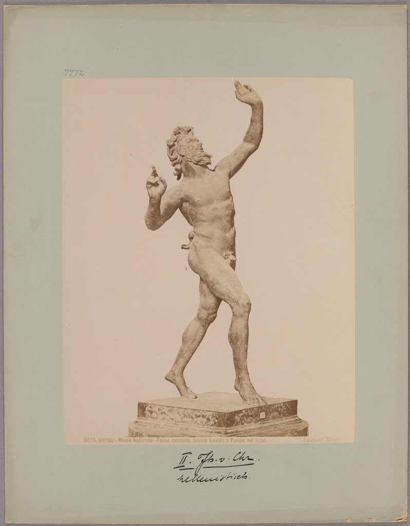 Naples: National Museum, Dancing Faun, bronze found in Pompeii in 1830, No. 5276, Giacomo Brogi