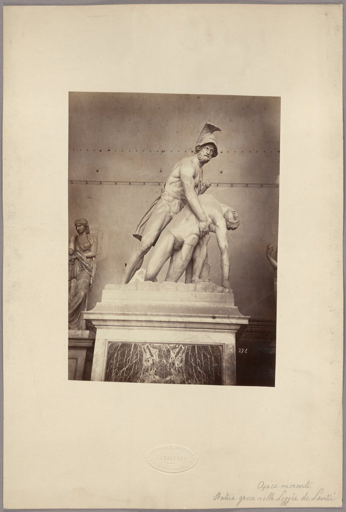 Menelaos mit dem Leichnam des Patroklus. Griechische Skulptur in der Loggia dei Lanzi, Romualdo Alinari, Leopoldo Alinari, Giuseppe Alinari