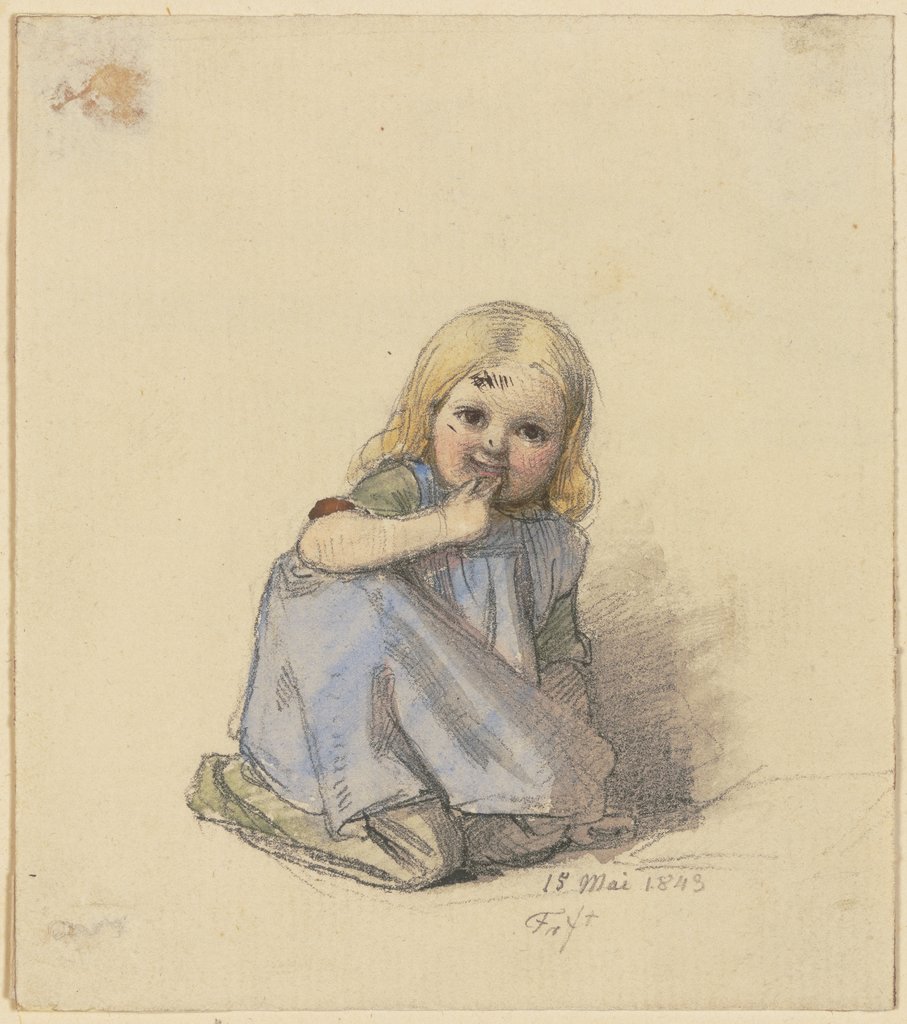 Crouching girl en face, Jakob Fürchtegott Dielmann