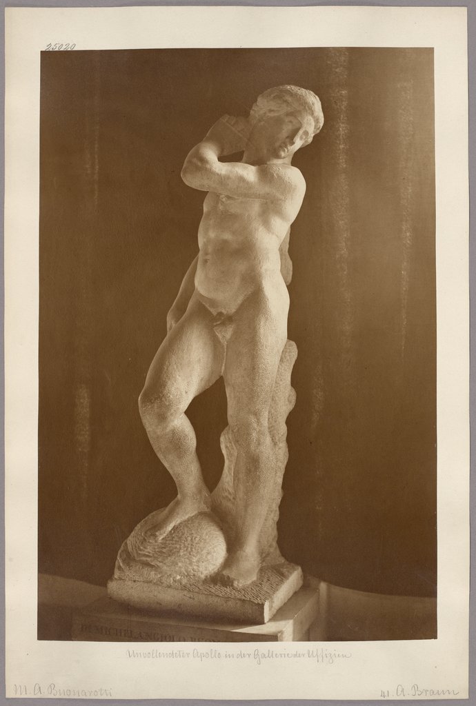 Florence: Michelangelo’s Unfinished Apollo in the Galleria degli Uffizi, Adolphe Braun