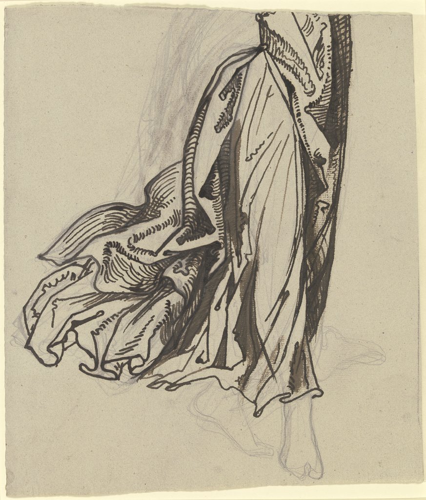 Weibliche Gewandfigur, dem Betrachter entgegenschreitend (Detail des Engels der "Verkündigung an die Hirten"), Victor Müller