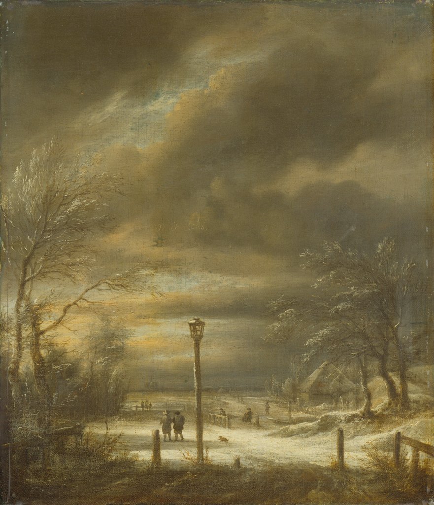 Winterlandschaft bei Haarlem mit einem Laternenpfahl, Jacob Isaacksz. van Ruisdael